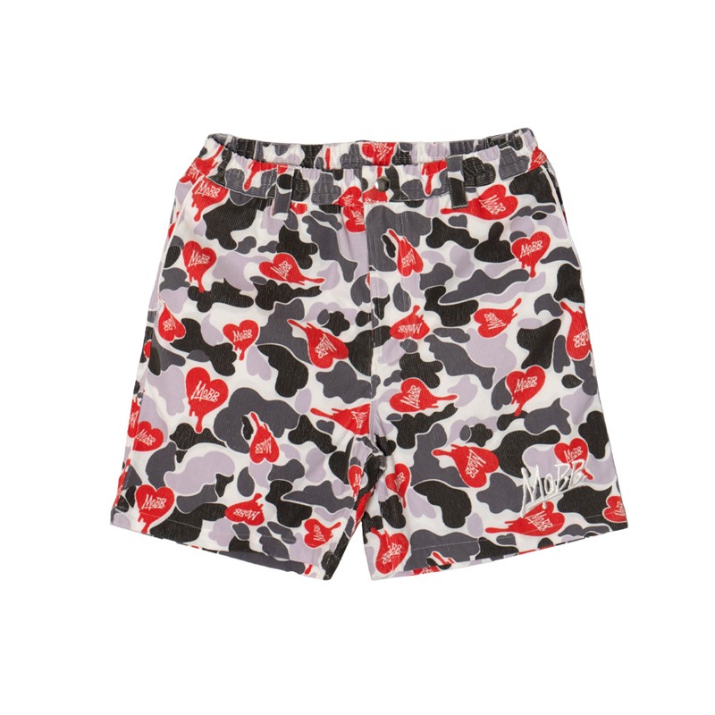 HEART DRIP CAMO SHORTS -WHITE-