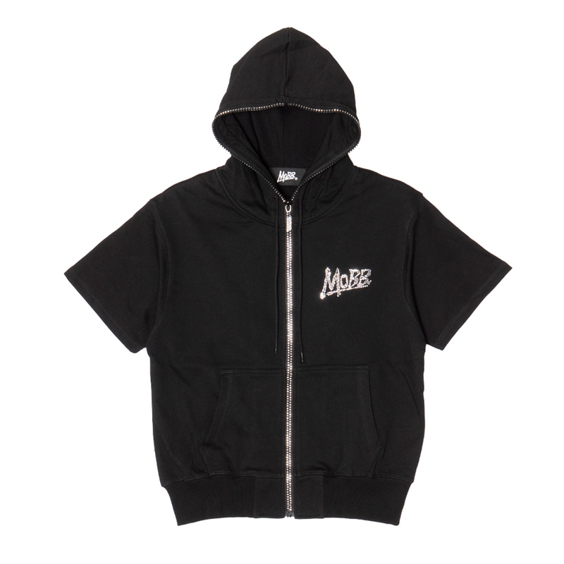 OG STONE ZIP S/S HOODIE -BLACK-