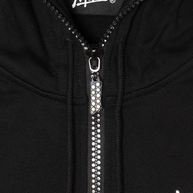 OG STONE ZIP S/S HOODIE -BLACK-