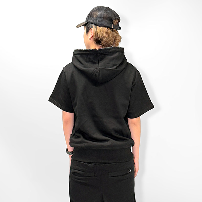 OG STONE ZIP S/S HOODIE -BLACK-