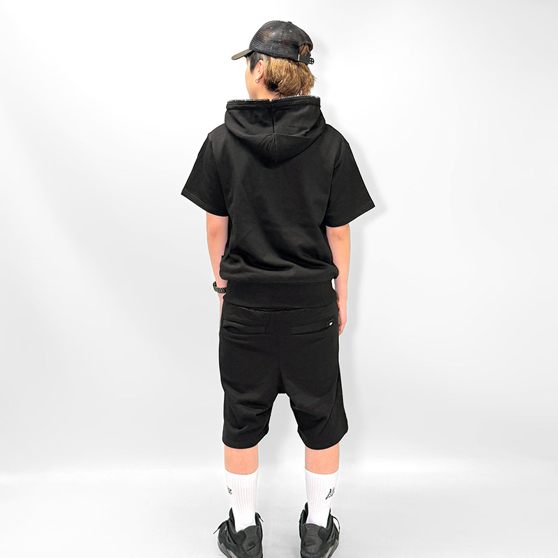 OG STONE ZIP S/S HOODIE -BLACK-