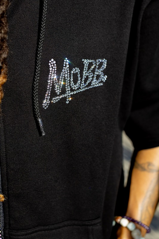 OG STONE ZIP S/S HOODIE -BLACK-