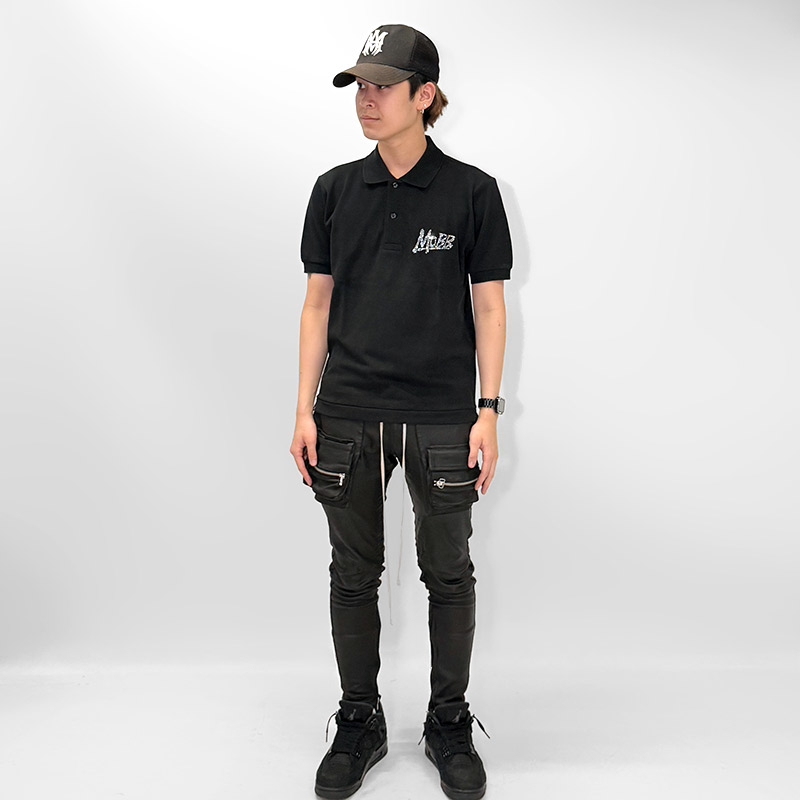 OG STONE POLO SHIRT -BLACK×PINK-