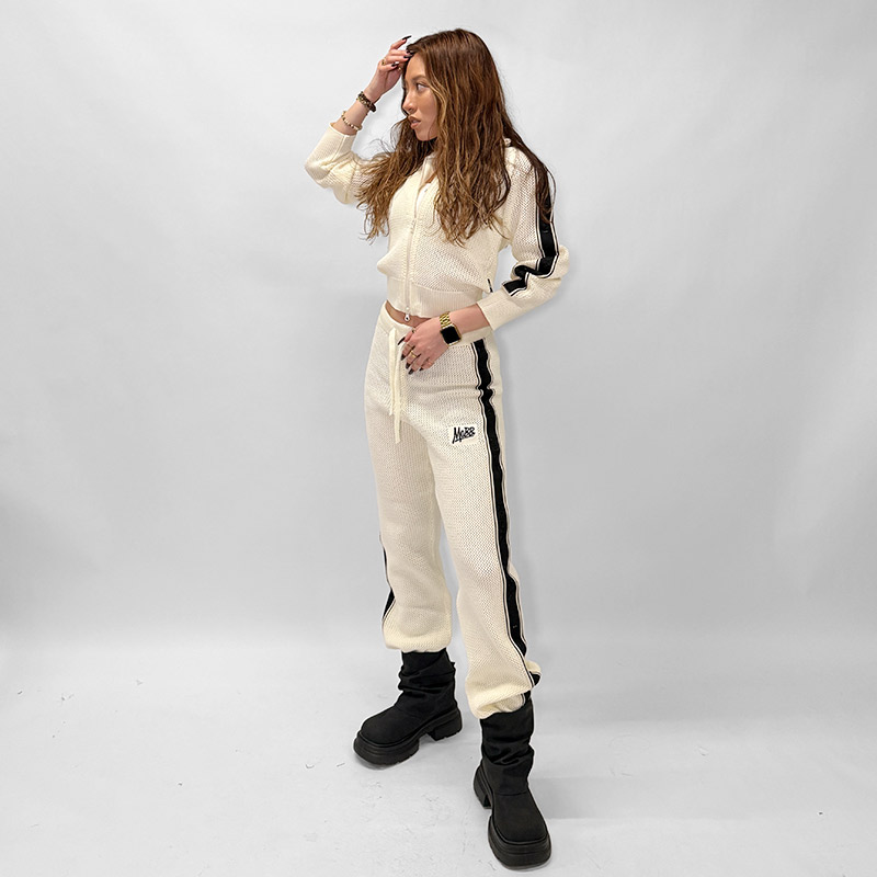 CROCHET TRACK PANTS -WHITE- (LADIES)