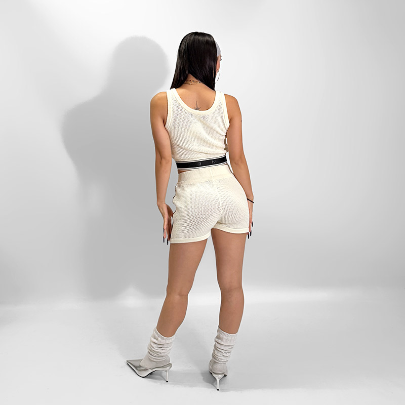 CROCHET TRACK SHORTS -WHITE- (LADIES/KIDS)