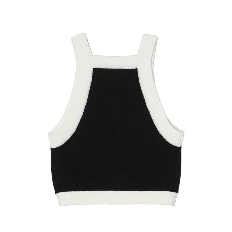 BI-COLOR KNIT TANKTOP -BLACK- (LADIES/KIDS)
