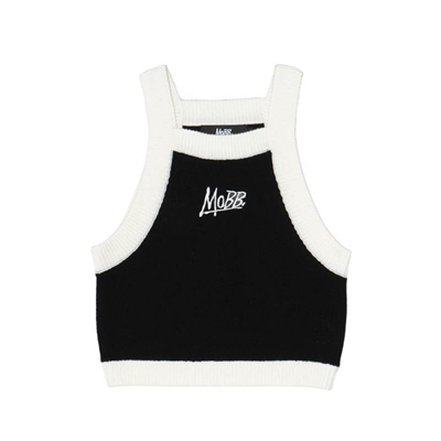 BI-COLOR KNIT TANKTOP -BLACK- (LADIES/KIDS)