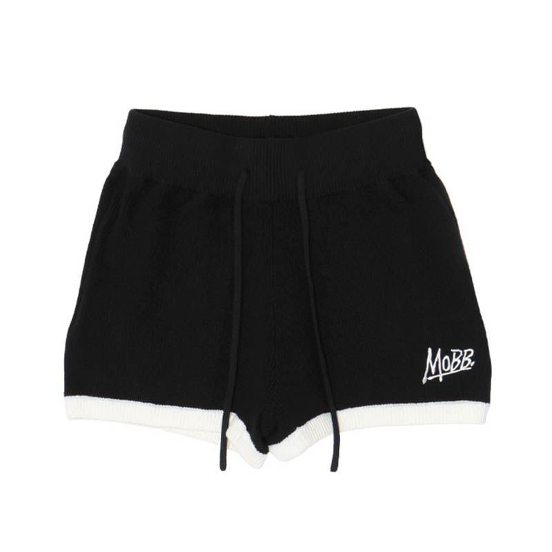 BI-COLOR KNIT SHORTS -BLACK- (LADIES/KIDS)