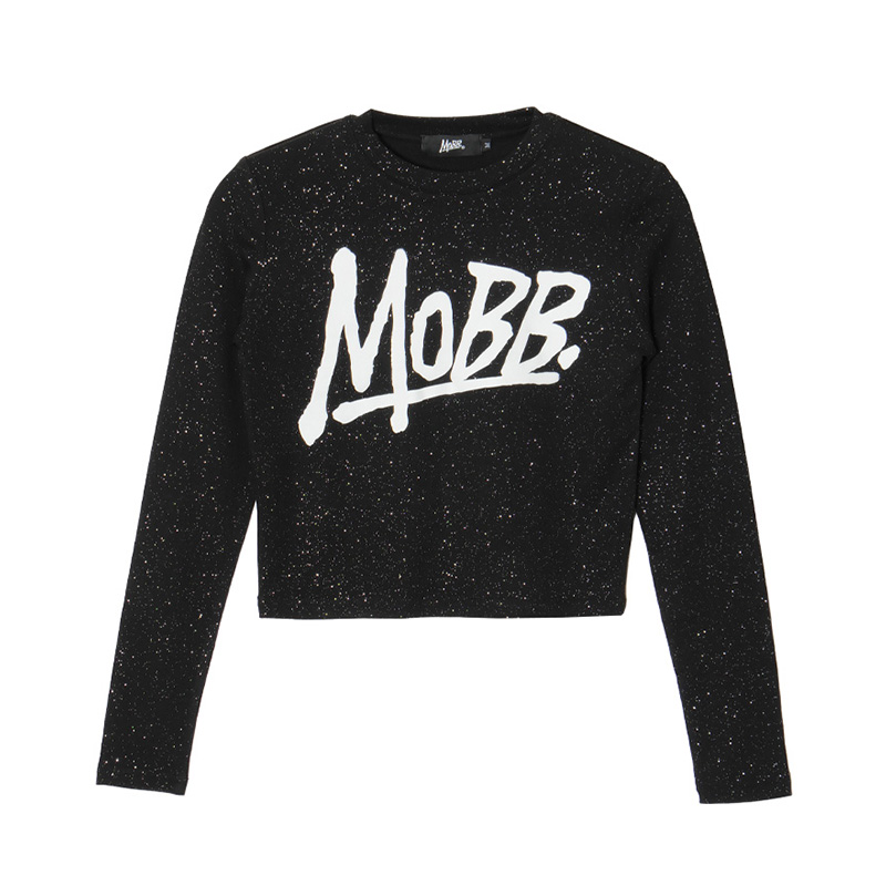 OG GLITTER L/S T-SHIRT -BLACK- (LADIES)