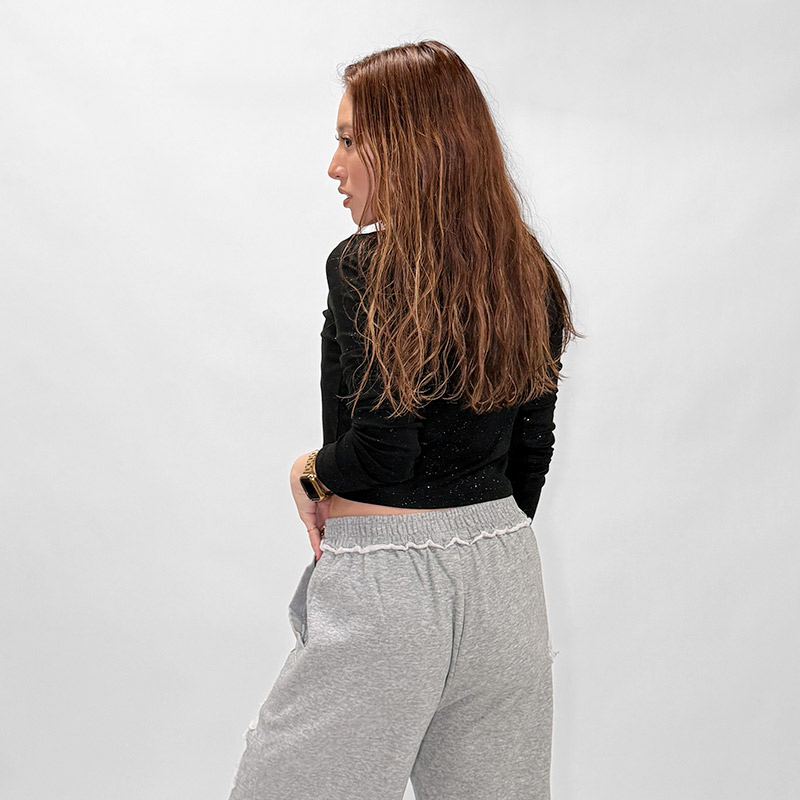 OG GLITTER L/S T-SHIRT -BLACK- (LADIES)