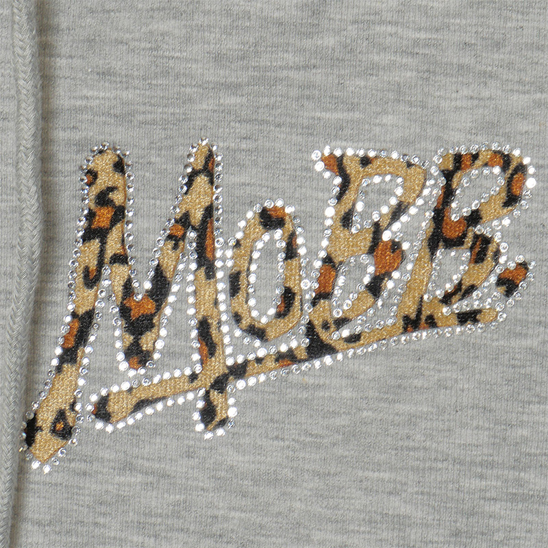 OG TRIM STONE LEOPARD ZIP HOODIE -BLACK- (LADIES)