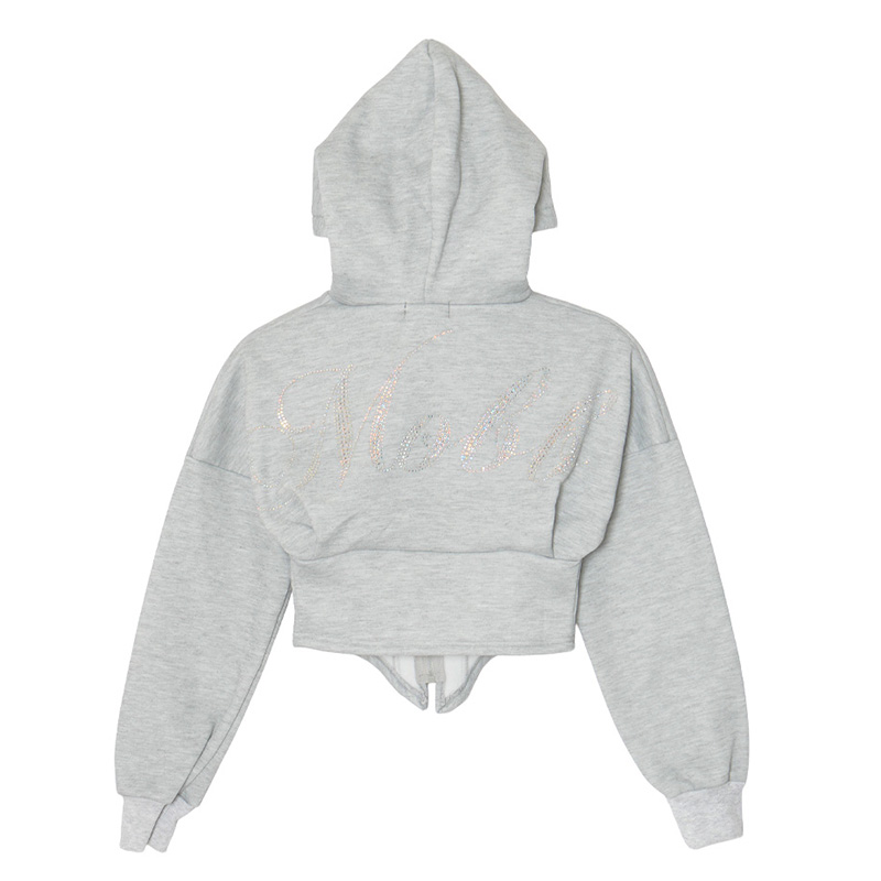 CURSIVE OG STONE ZIP HOODIE -GREY- (LADIES)