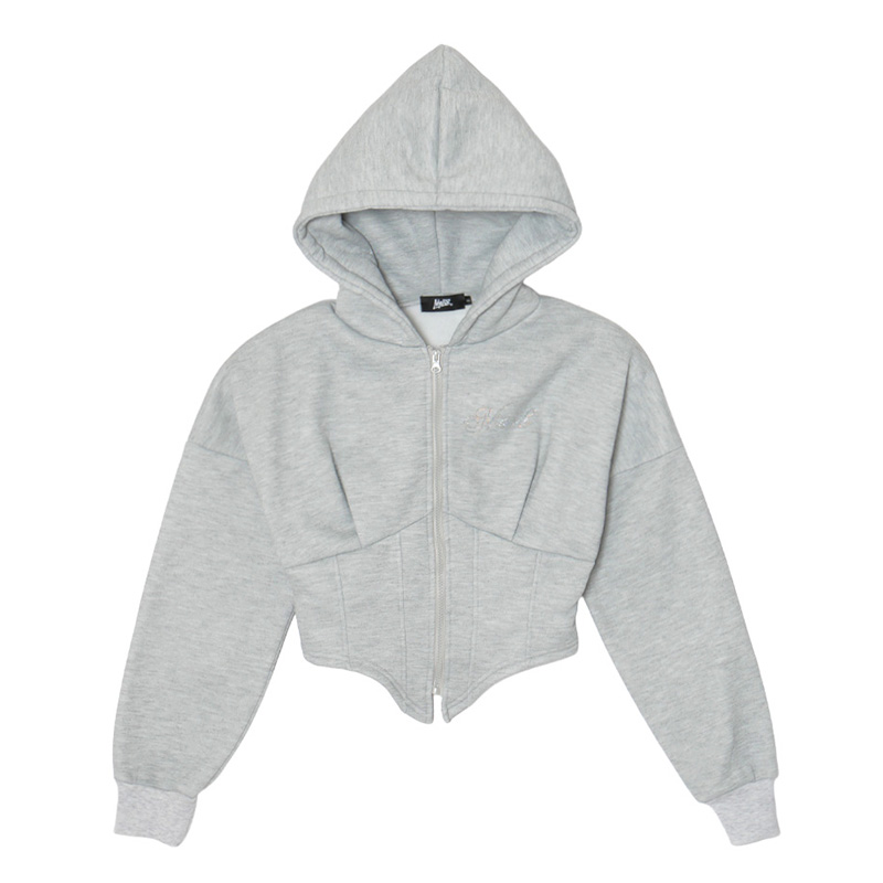 CURSIVE OG STONE ZIP HOODIE -GREY- (LADIES)