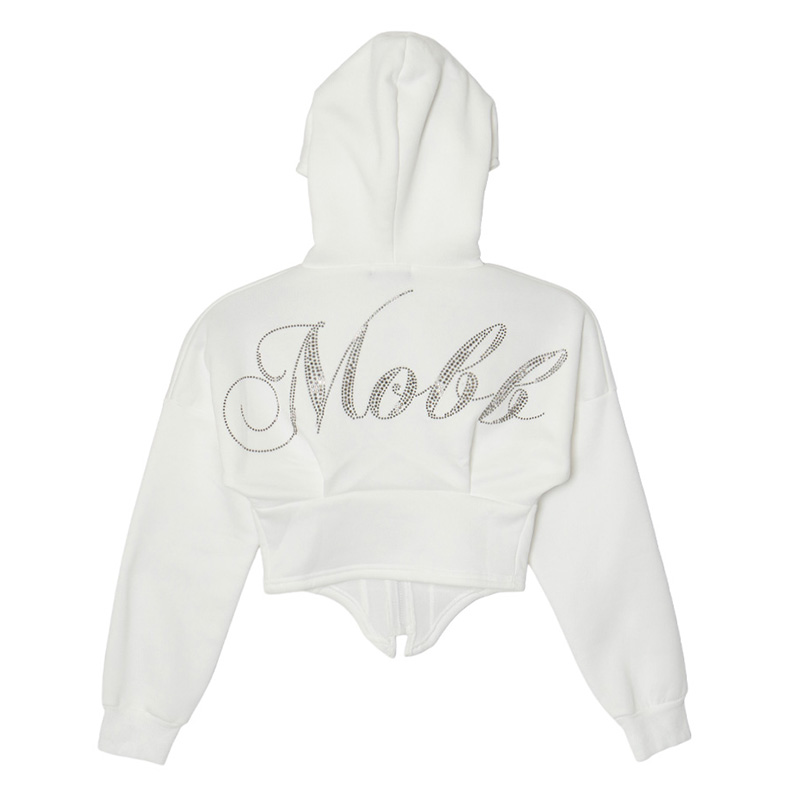CURSIVE OG STONE ZIP HOODIE -WHITE- (LADIES)