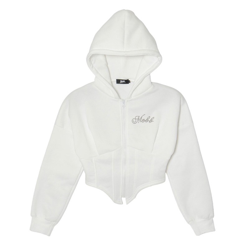 CURSIVE OG STONE ZIP HOODIE -WHITE- (LADIES)