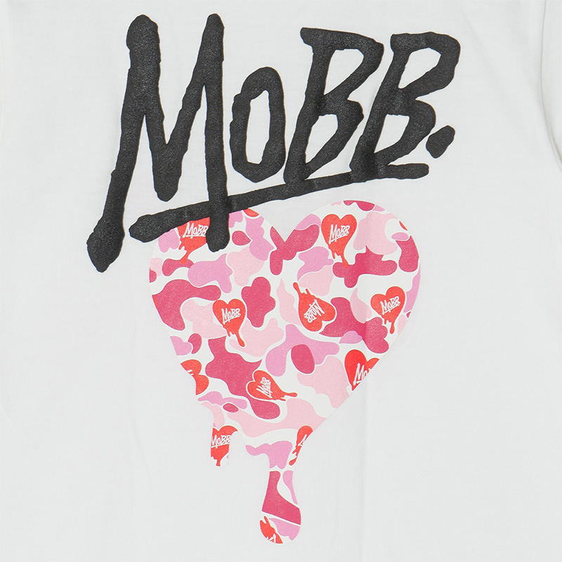 HEART DRIP CAMO T-SHIRT -WHITE- (LADIES/KIDS)