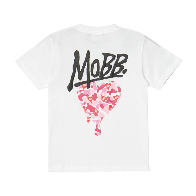 HEART DRIP CAMO T-SHIRT -WHITE- (LADIES/KIDS)