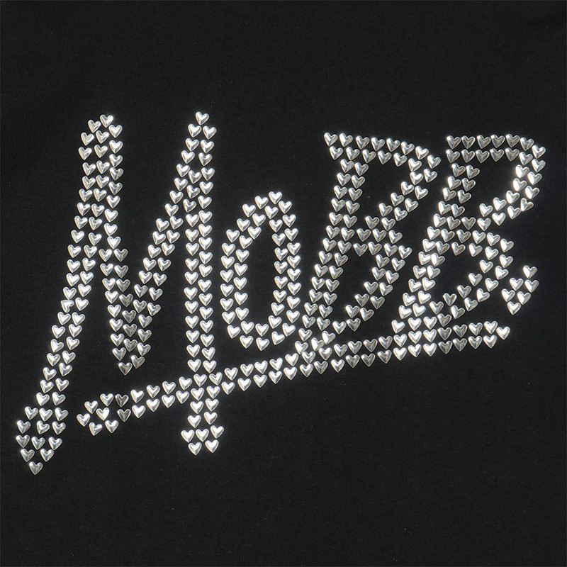 OG METAL HEART T-SHIRT -BLACK×SILVER- (LADIES/KIDS)