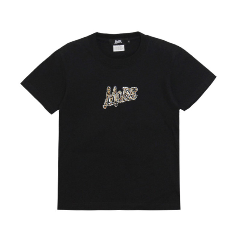 OG TRIM STONE LEOPARD T-SHIRT -BLACK×BEIGE- (LADIES/KIDS)