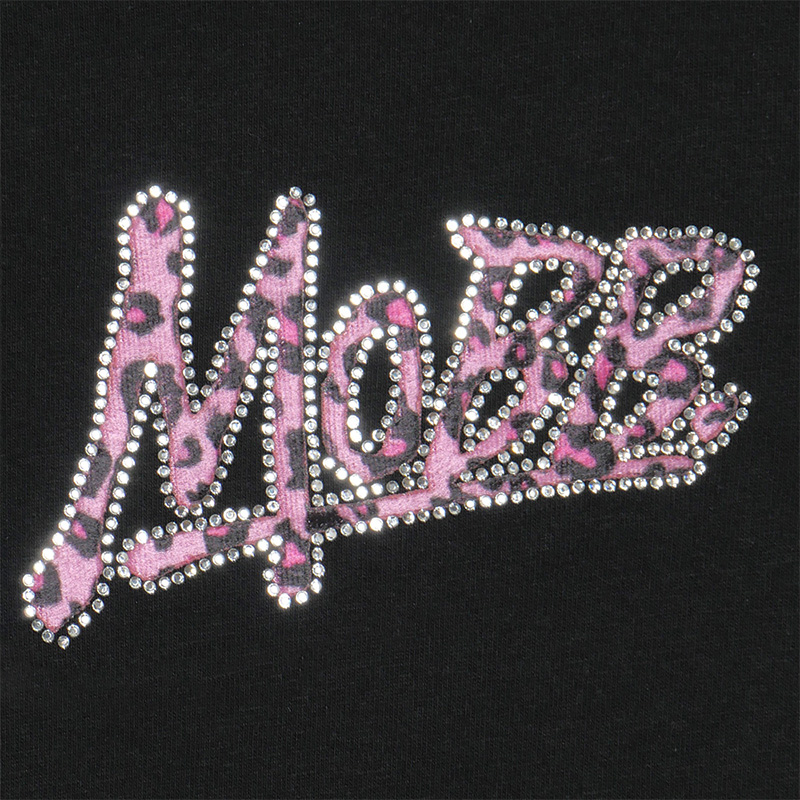 OG TRIM STONE LEOPARD T-SHIRT -BLACK×PINK- (LADIES/KIDS)