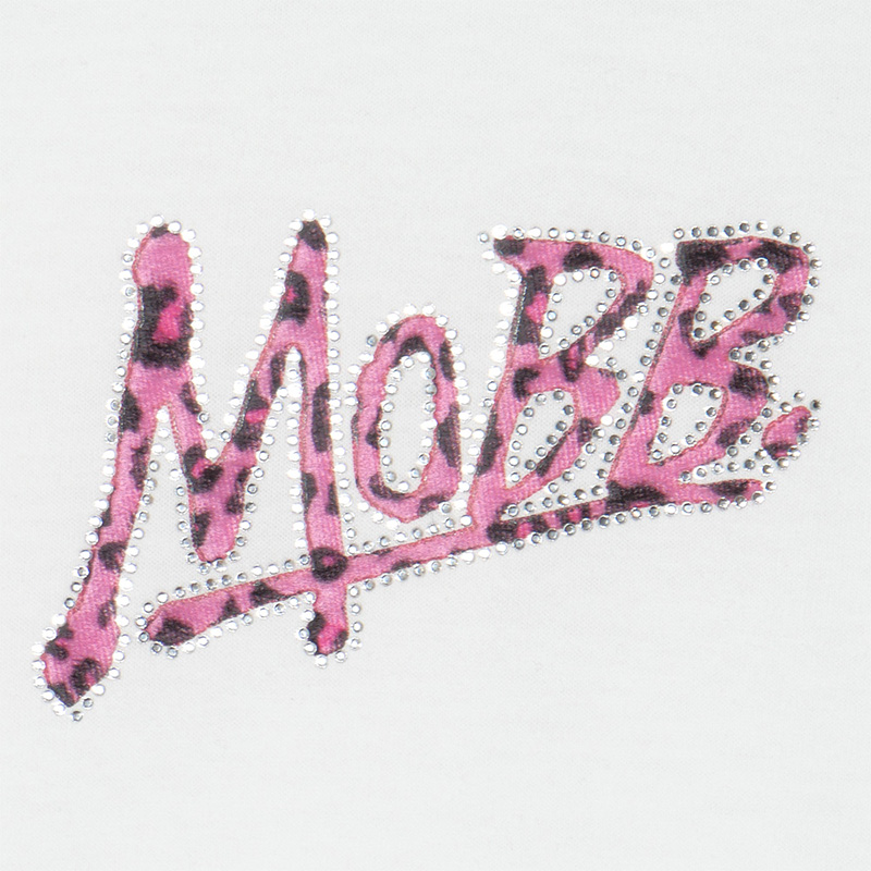 OG TRIM STONE LEOPARD T-SHIRT -WHITE×PINK- (LADIES/KIDS)