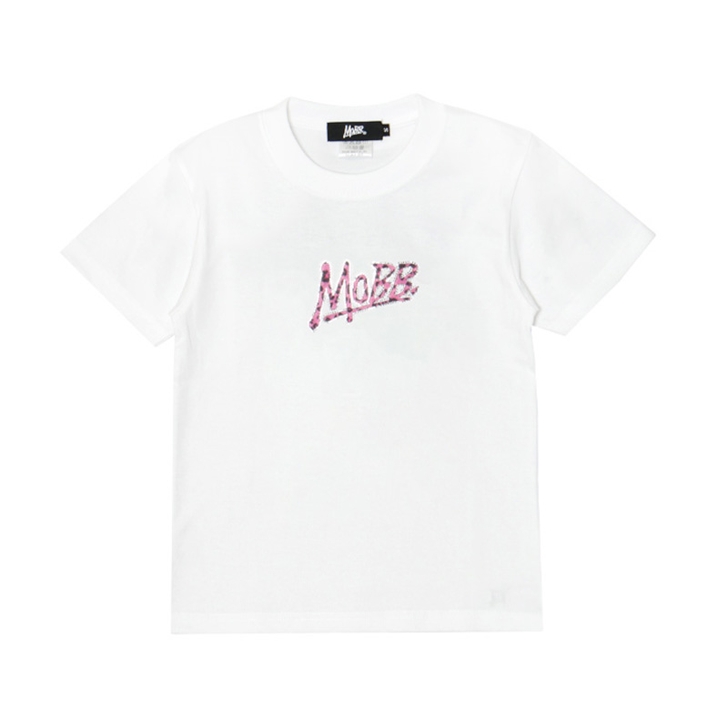 OG TRIM STONE LEOPARD T-SHIRT -WHITE×PINK- (LADIES/KIDS)