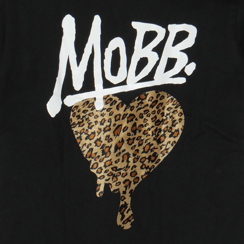 HEART DRIP LEOPARD T-SHIRT -BLACKxBEIGE- (LADIES/KIDS)