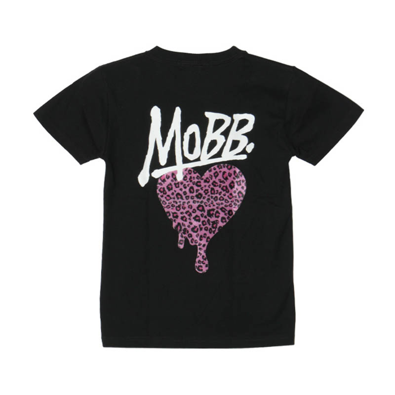 HEART DRIP LEOPARD T-SHIRT -BLACKxPINK- (LADIES/KIDS)