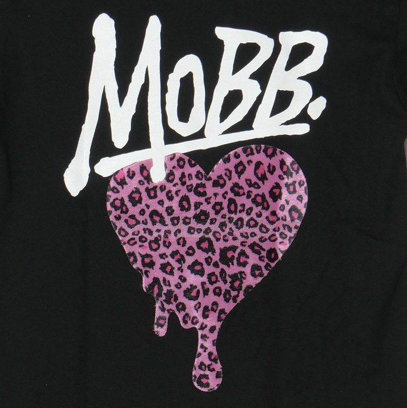 HEART DRIP LEOPARD T-SHIRT -BLACKxPINK- (LADIES/KIDS)