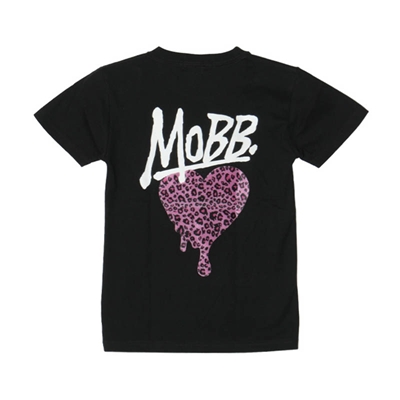 HEART DRIP LEOPARD T-SHIRT -BLACKxPINK- (LADIES/KIDS)