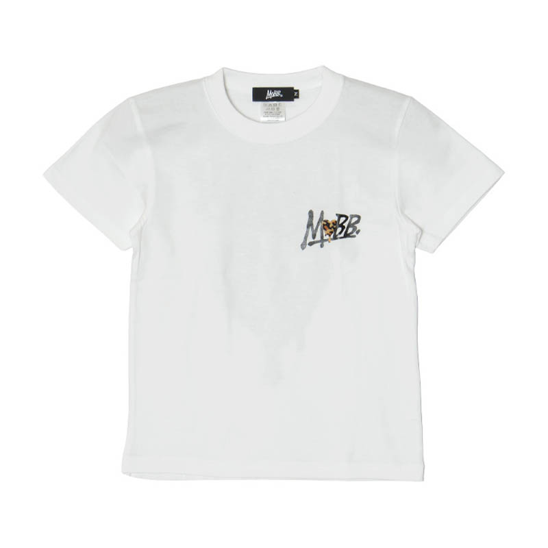 HEART DRIP LEOPARD T-SHIRT -WHITExBEIGE- (LADIES/KIDS)