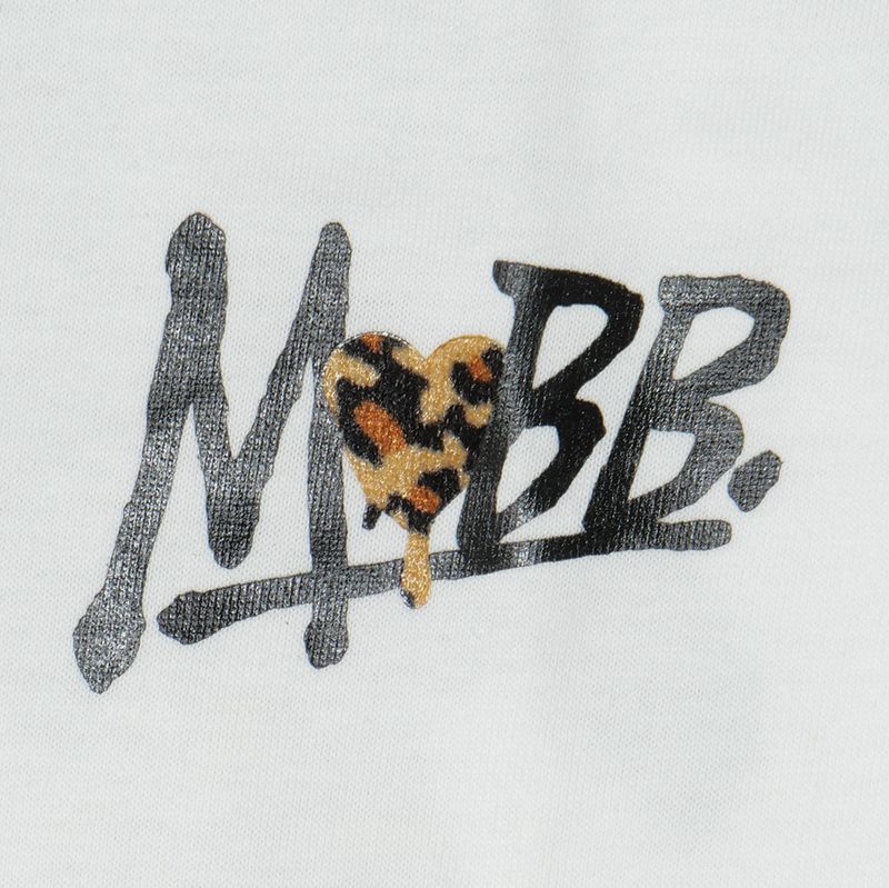 HEART DRIP LEOPARD T-SHIRT -WHITExBEIGE- (LADIES/KIDS)