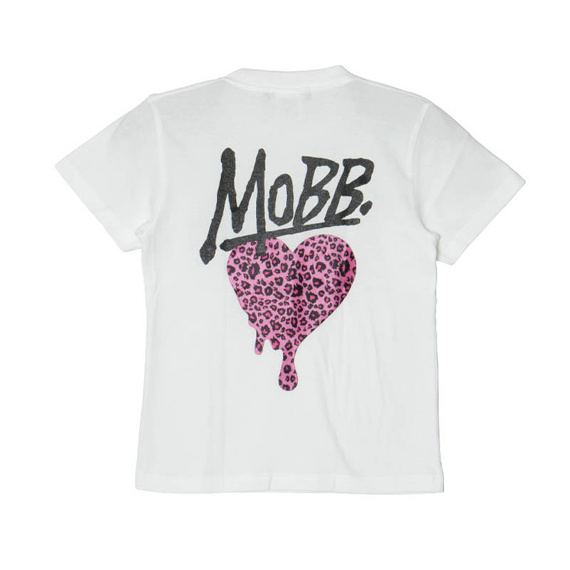 HEART DRIP LEOPARD T-SHIRT -WHITExPINK- (LADIES/KIDS)