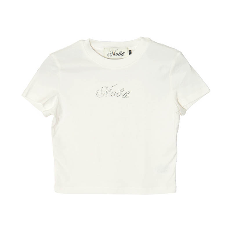 CURSIVE OG STONE CROPPED T-SHIRT -WHITE- (LADIES/KIDS)