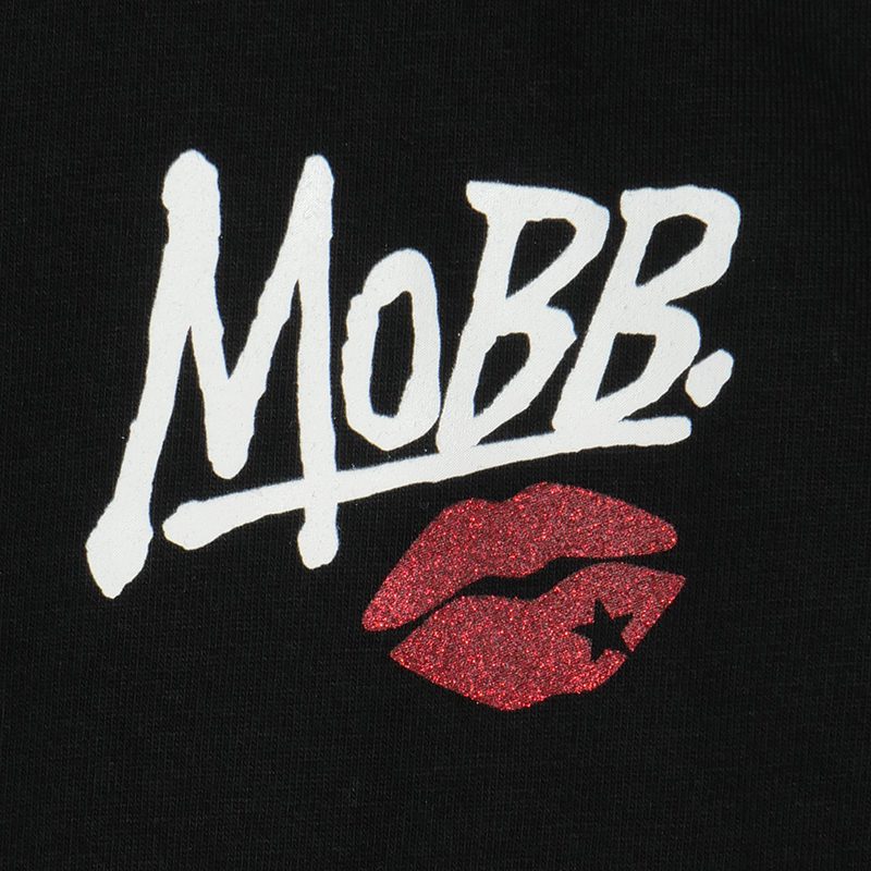 GLITTER KISS T-SHIRT -BLACK- (LADIES/KIDS)