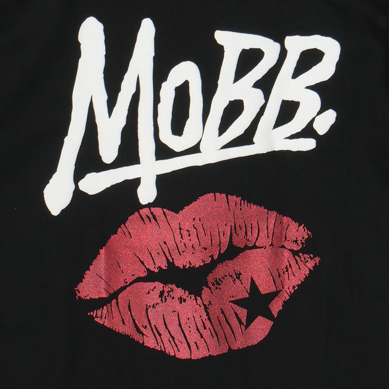 GLITTER KISS T-SHIRT -BLACK- (LADIES/KIDS)