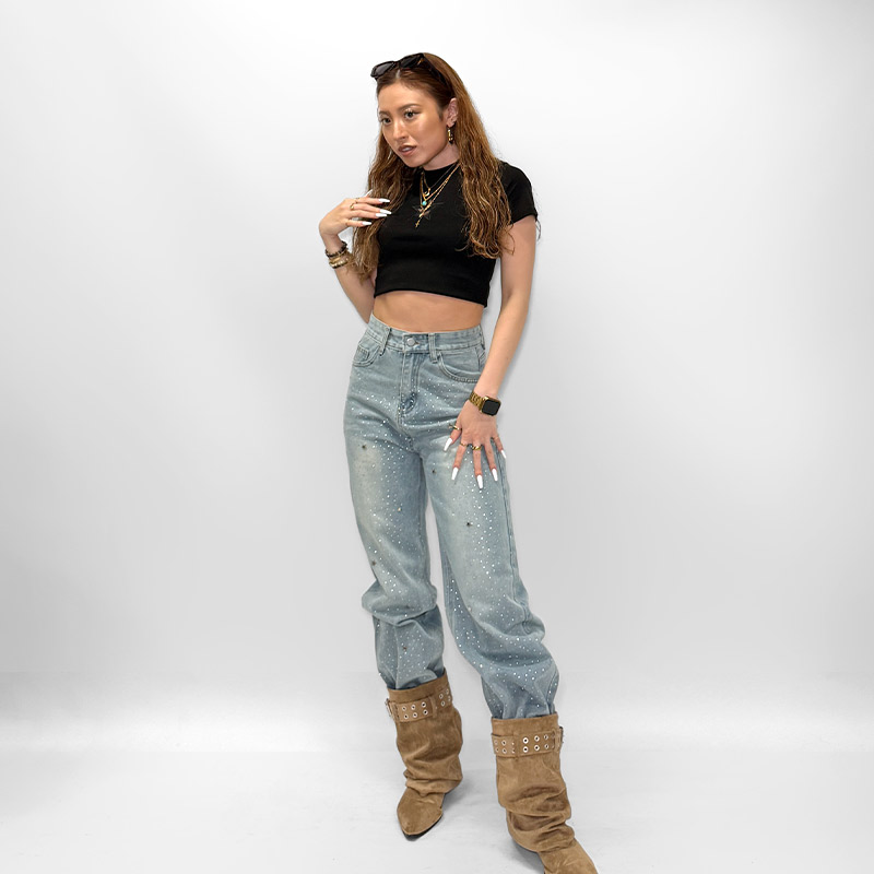 STAR LACE T-SHIRT -BLACK- (LADIES/KIDS)