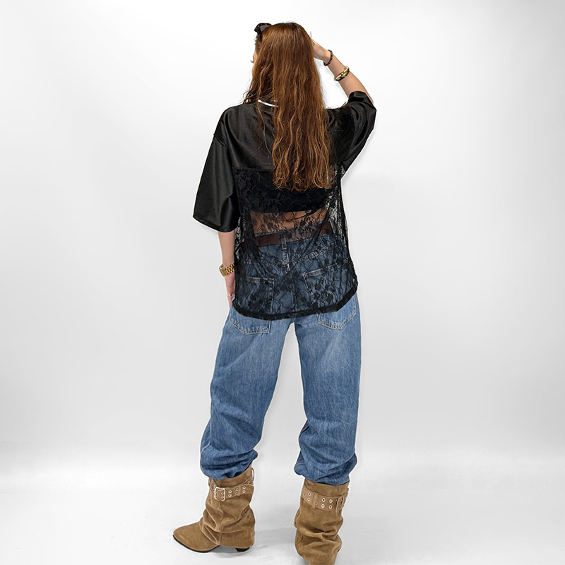 LACE HOCKEY SHIRT -BLACK- (LADIES/KIDS)