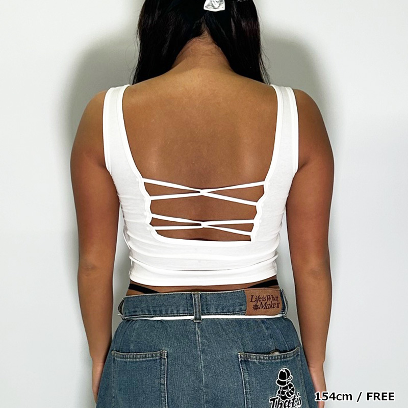 OG STUDS LACE UP TANKTOP -OLIVE-（LADIES）