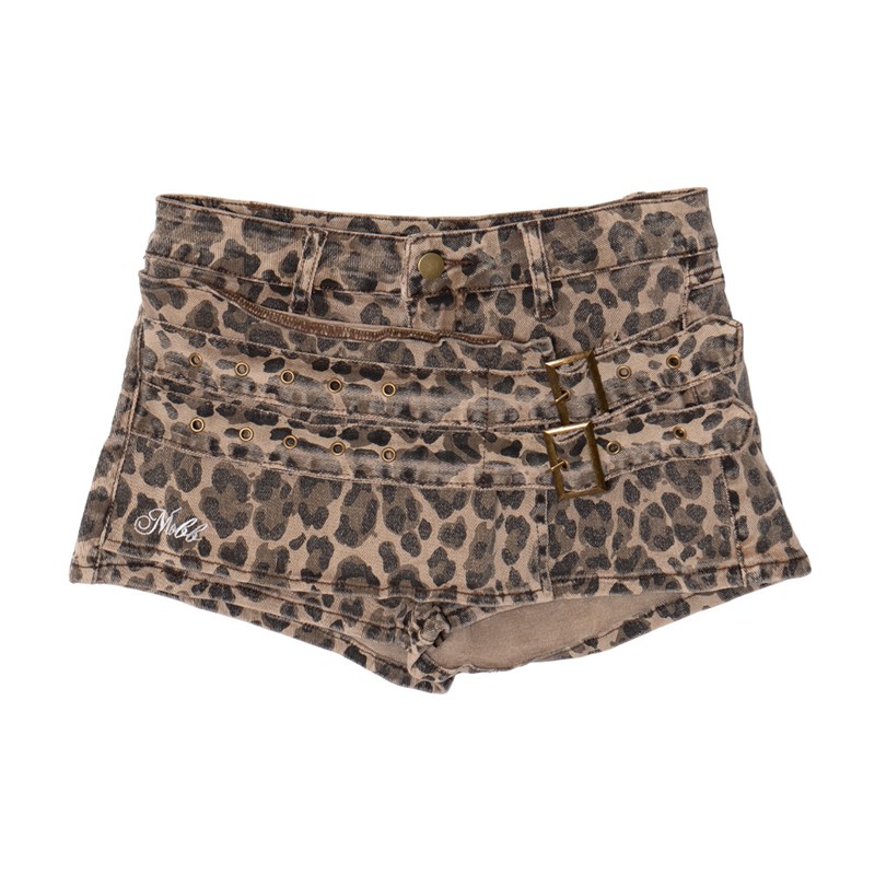 DOUBLE BELT SKORT -LEOPARD- (LADIES/KIDS)