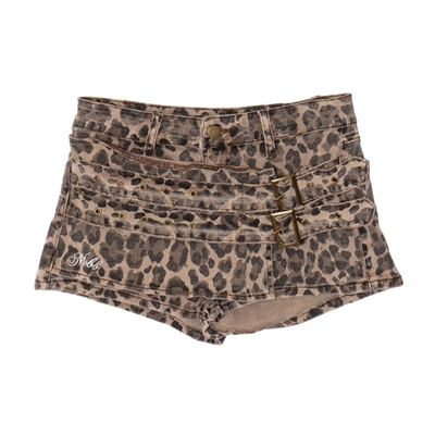 DOUBLE BELT SKORT -LEOPARD- (LADIES/KIDS)