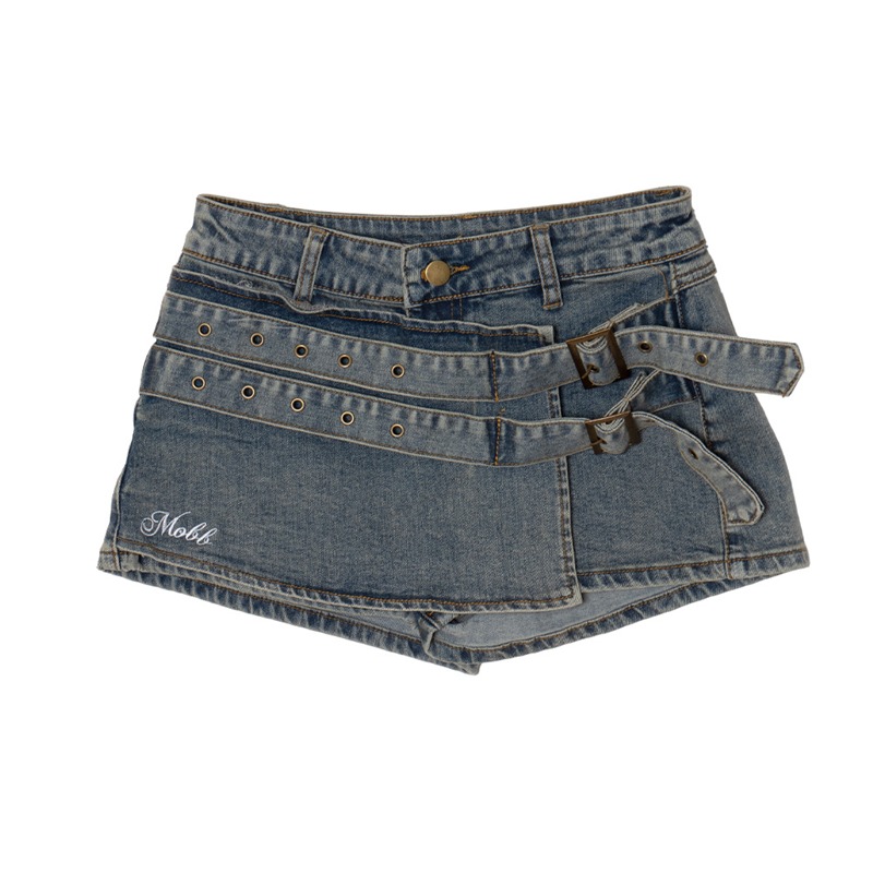 DOUBLE BELT SKORT -W.INDIGO- (LADIES/KIDS)