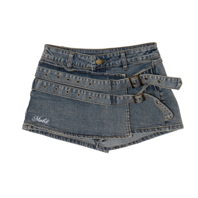 DOUBLE BELT SKORT -W.INDIGO- (LADIES/KIDS)