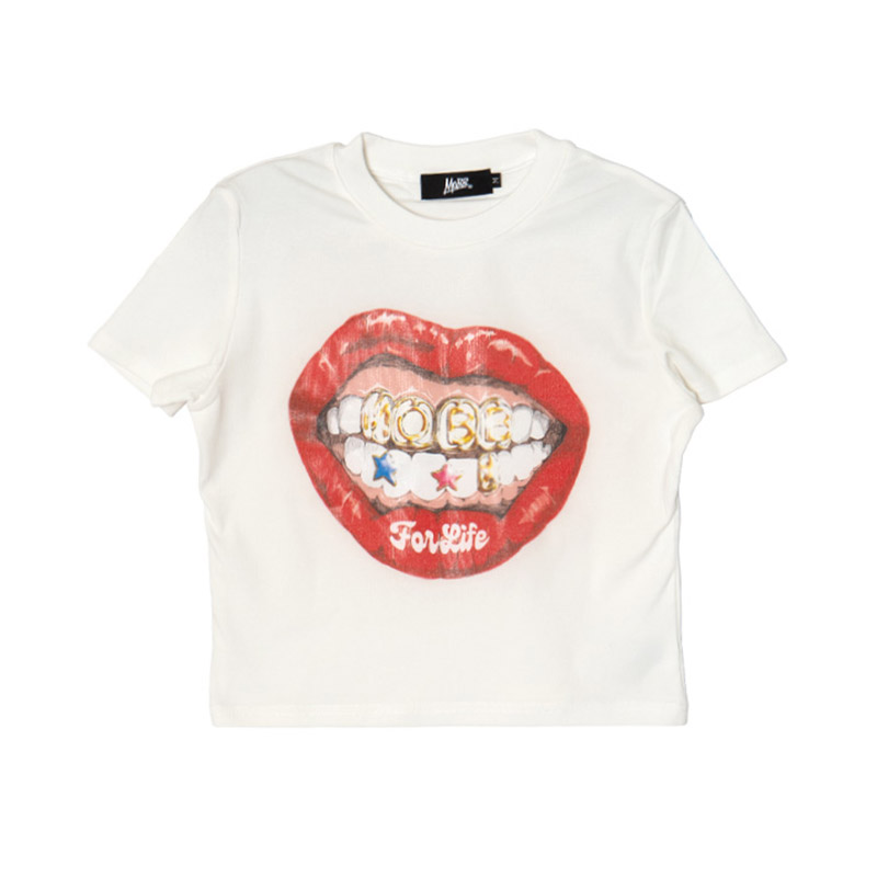 MOBB LIP CROPPED T-SHIRT -WHITE- (LADIES)