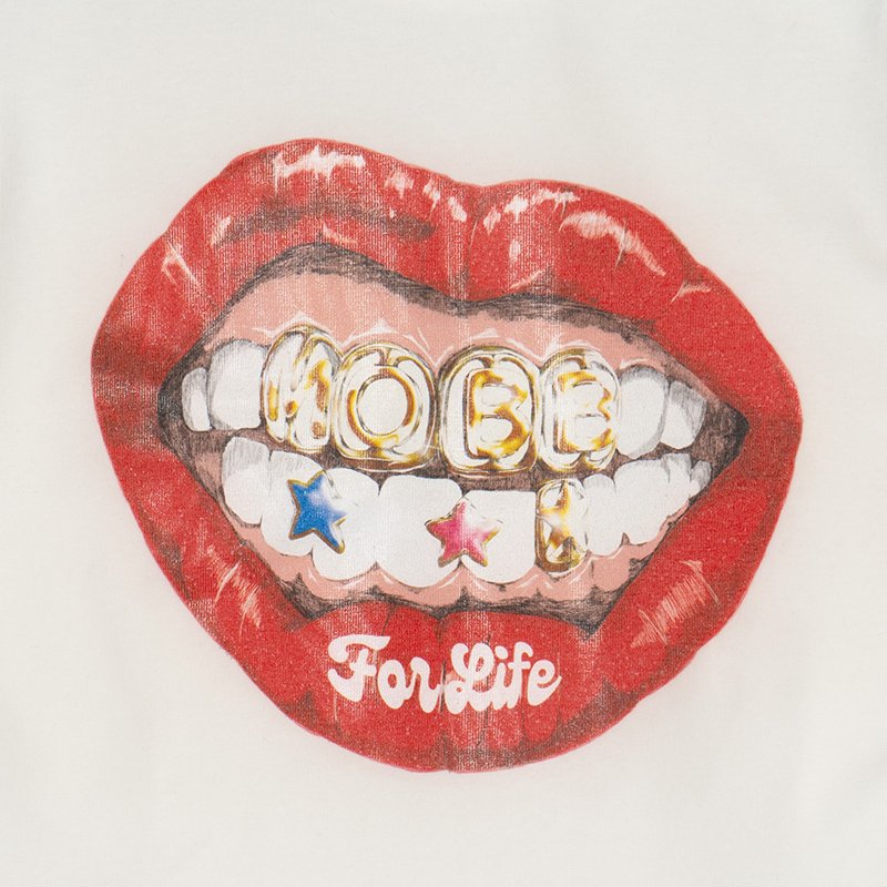 MOBB LIP CROPPED T-SHIRT -WHITE- (LADIES)