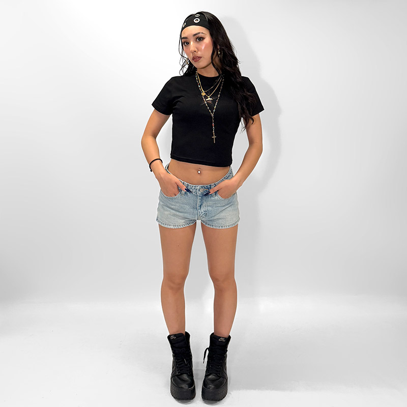 CURSIVE OG STONE DENIM SHORTS -INDIGO- (LADIES)