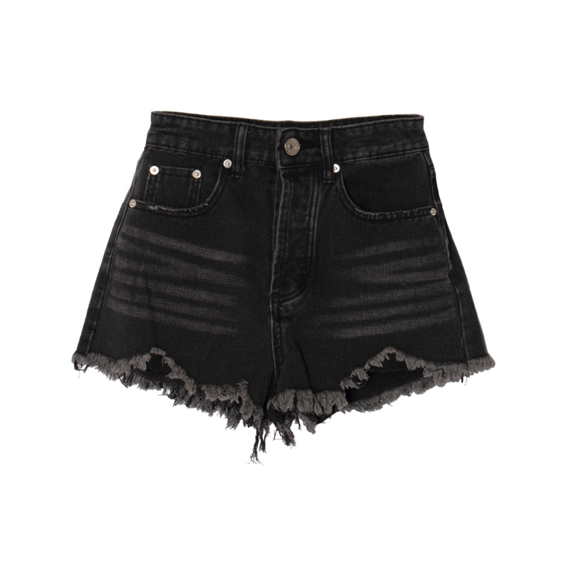 OLD OG DAMAGE DENIM SHORTS -BLACK- (LADIES)
