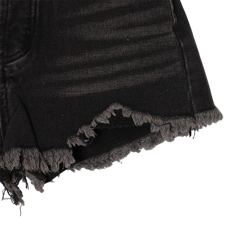 OLD OG DAMAGE DENIM SHORTS -BLACK- (LADIES)