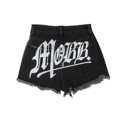 OLD OG DAMAGE DENIM SHORTS -BLACK- (LADIES)