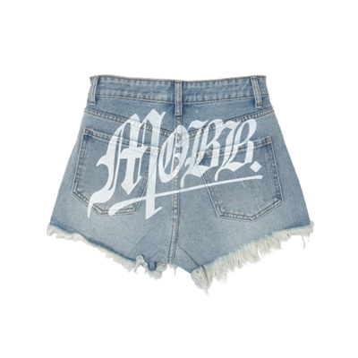 OLD OG DAMAGE DENIM SHORTS -INDIGO- (LADIES)
